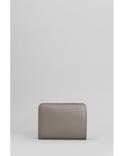 Portafoglio The mini compact in Pelle Grigia di Marc Jacobs in Gray