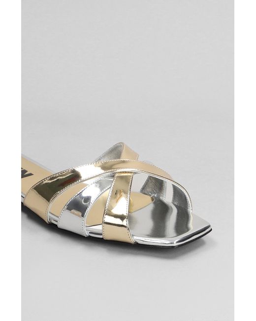 3Juin Gray Nerea 005 Flats In Silver Leather