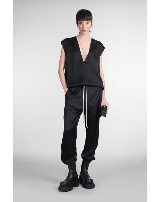 Pantalone Track in acetato Nero di Rick Owens in Black