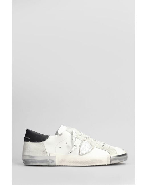 Sneakers Prsx Low in pelle e camoscio Bianco di Philippe Model in White da Uomo