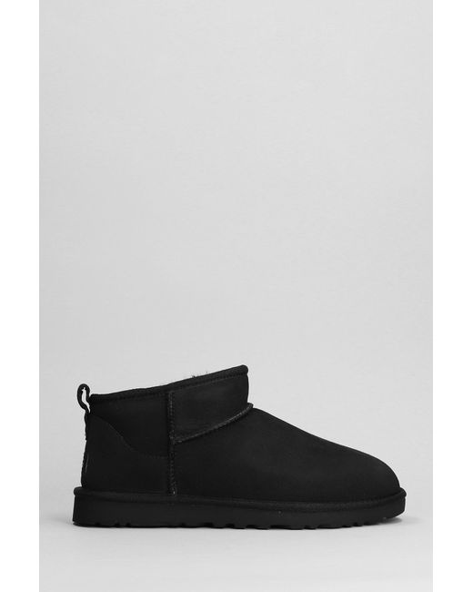 Ugg Classic Ultra Mini Low Heels Ankle Boots In Black Suede for men