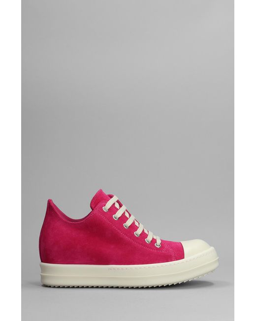 Rick Owens Low Sneaks Sneakers In Rose-pink Leather