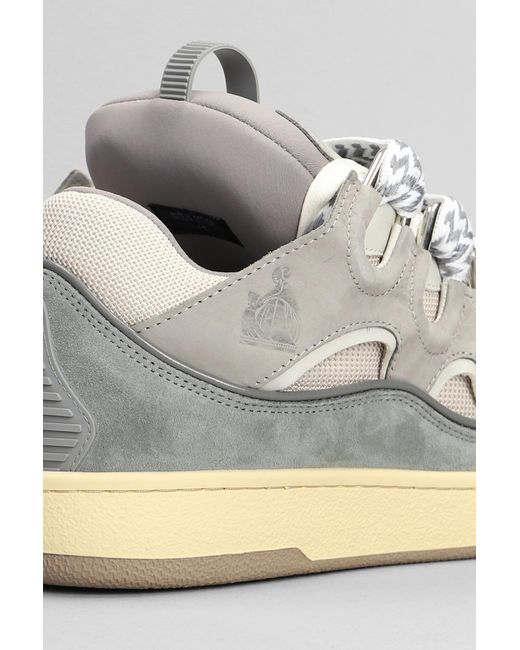 Lanvin Multicolor Curb Sneakers In Grey Leather for men