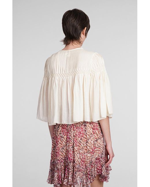 Isabel Marant Red Axeliana Blouse In Beige Cotton