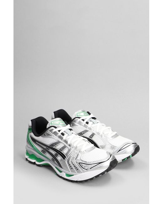 Asics Green Gel-kayano 14 Sneakers In Silver Leather And Fabric