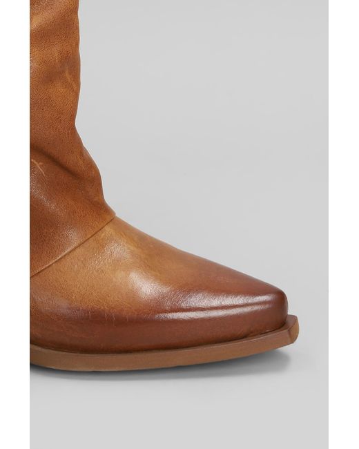 METISSE Brown Texan Boots In Leather Color Leather