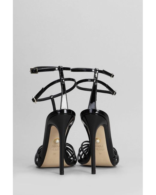 ALEVI Stella 110 Sandals In Black Patent Leather
