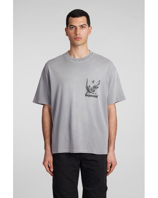 Represent Gray T-shirt In Grey Cotton for men