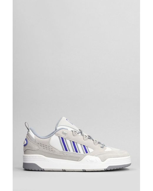Adidas White Adi 2000 Sneakers In Grey Suede And Fabric for men