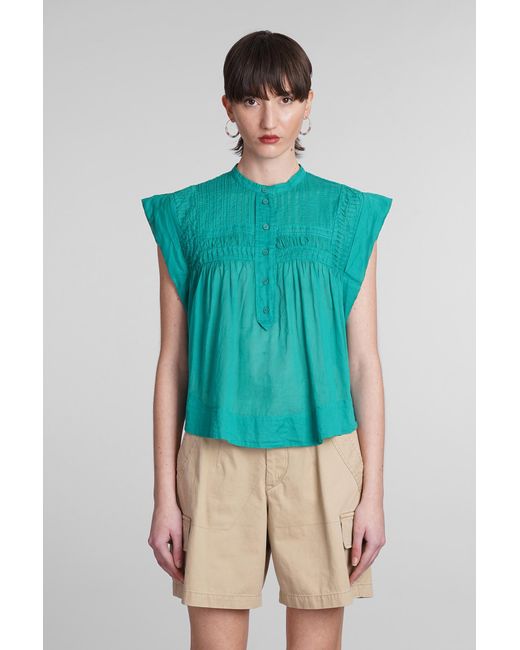 Isabel Marant Leaza Blouse In Green Cotton