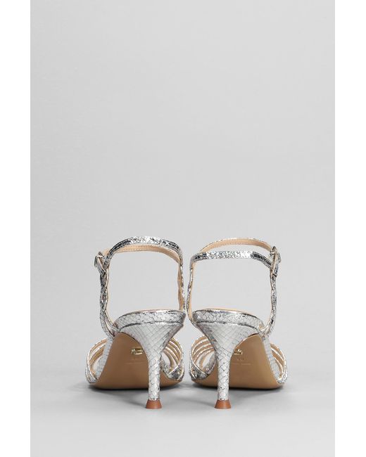 Lola Cruz White Tango 65 Sandals In Silver Leather