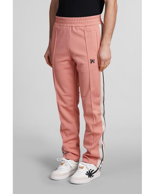 Palm Angels Red Pants In Rose-pink Polyester for men