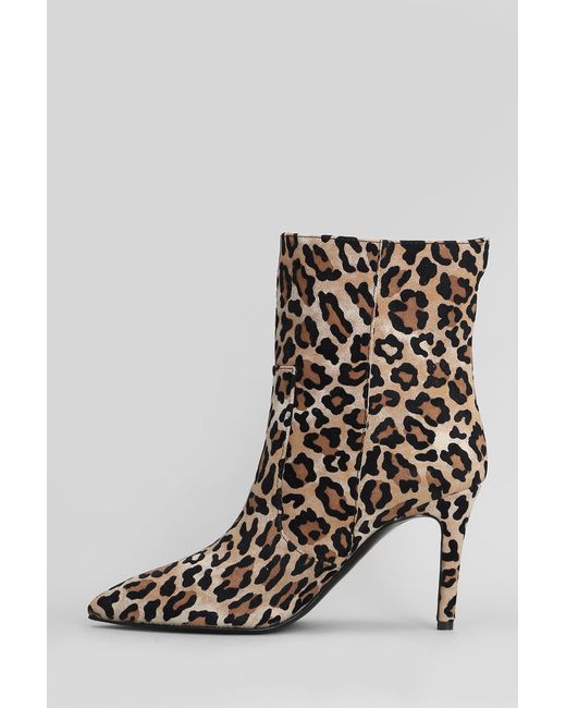 Via Roma 15 Brown High Heels Ankle Boots In Animalier Suede