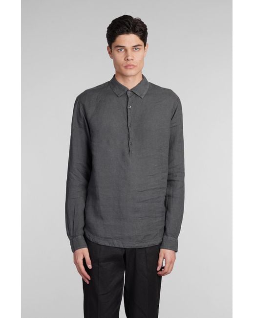 Barena Gray Pavan Shirt In Grey Linen for men