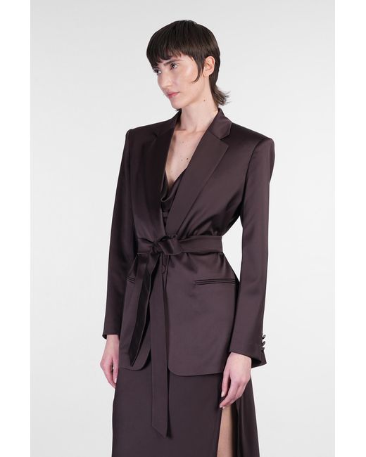 ANDAMANE Guia With Belt Blazer In Brown Polyester