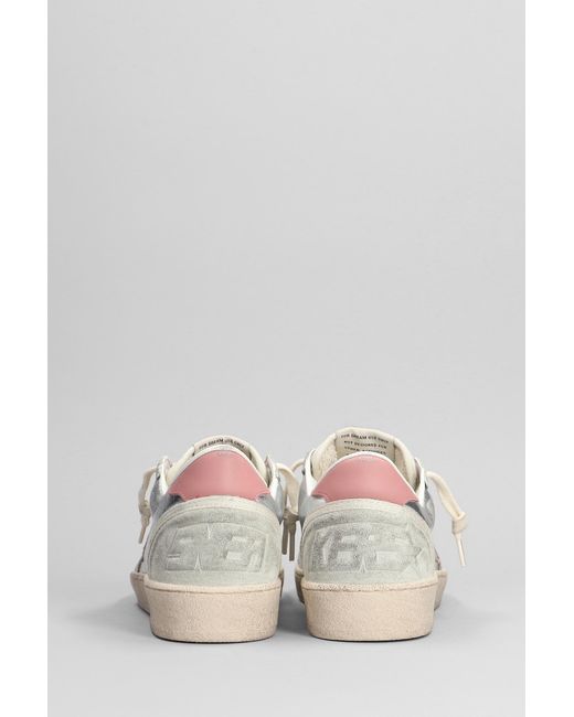 Golden Goose Deluxe Brand White Ball Star Sneakers In Silver Suede And Leather