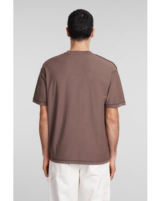 T-Shirt in Cotone Nero di Stussy in Brown da Uomo