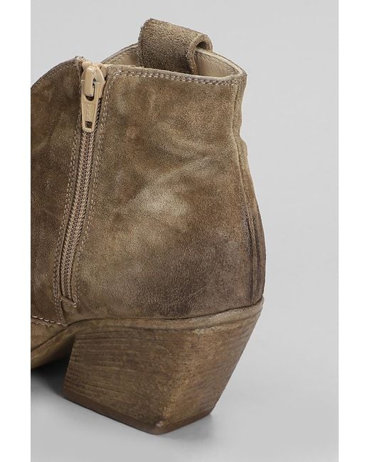 Elena Iachi Brown Texan Ankle Boots In Camel Suede