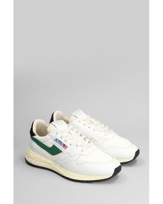 Autry Reelwind Low Sneakers In White Leather And Fabric for men