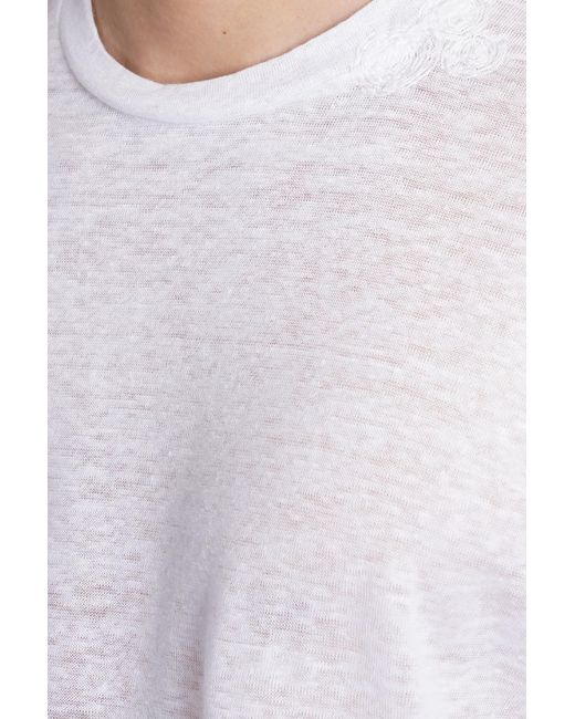 T-Shirt Theo jl in lino Bianco di Holy Caftan in White da Uomo