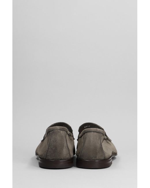 Green George Gray Loafers In Taupe Suede for men