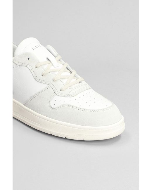 Sneakers Court in pelle e camoscio Bianco di Date in White da Uomo