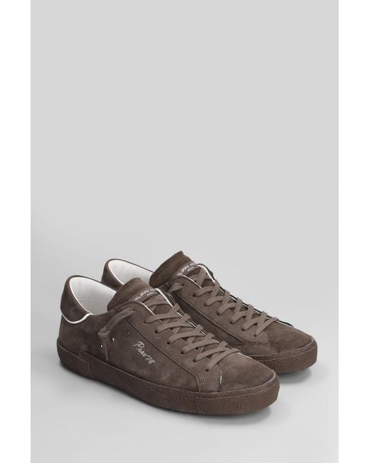 Sneakers Prsx Low in pelle e camoscio Marrone di Philippe Model in Brown da Uomo