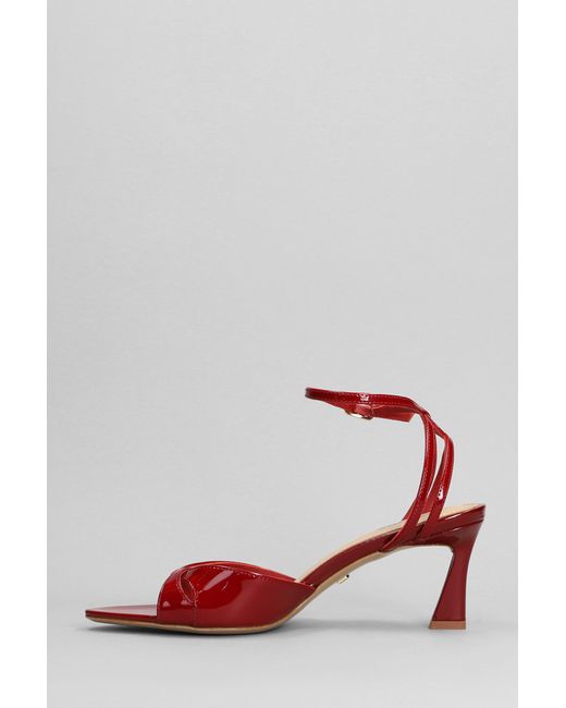 Lola Cruz Bianca 65 Sandals In Red Patent Leather