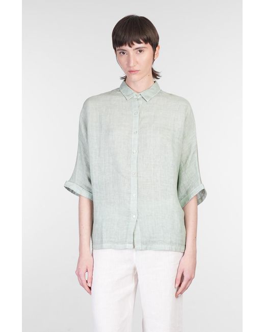 Camicia in lino Verde di 120 in White