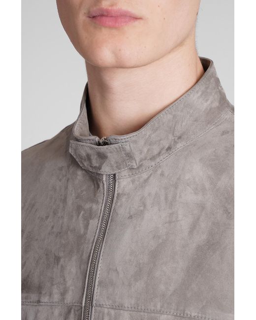 Low Brand Gray Bomber In Grey Suede for men