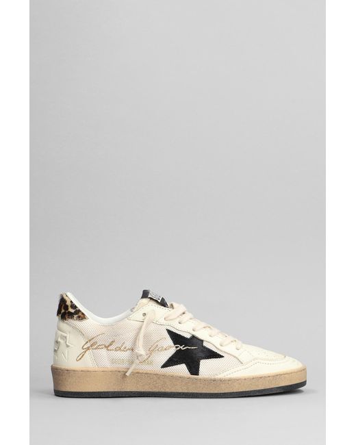 Golden Goose Deluxe Brand Natural Ball Star Sneakers In Beige Leather And Fabric