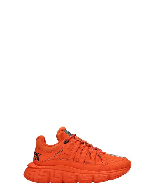 Versace Trigreca Sneakers In Orange Synthetic Fibers for men