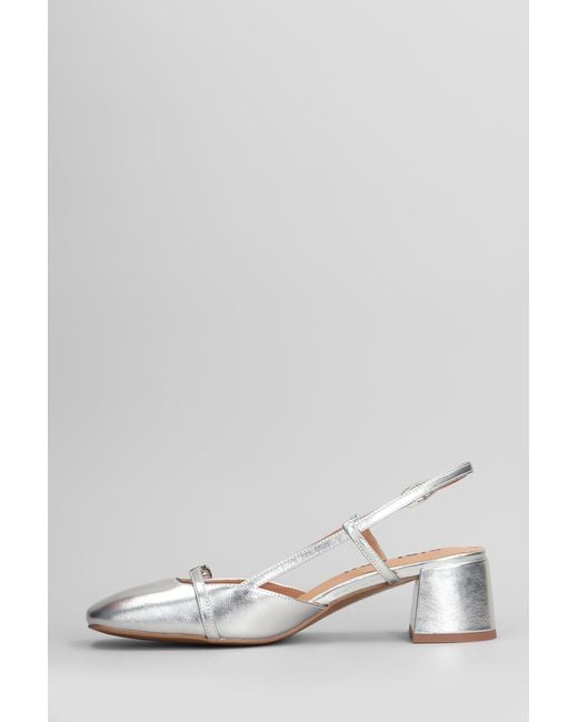 Decollete Patty 50 in Pelle Argento di Bibi Lou in White