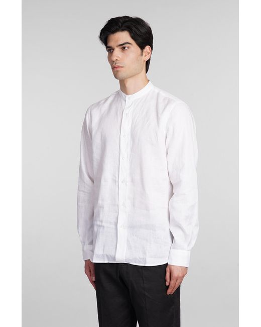 Aspesi Camicia Bruce Shirt In White Linen for men