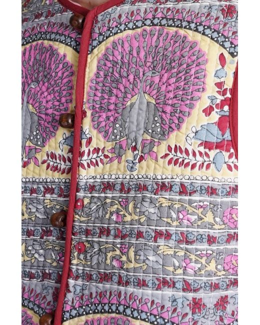 Antik Batik Red Tala Vest In Multicolor Cotton