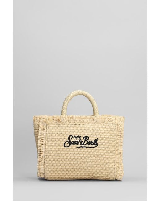Tote Vanity mini straw in rafia Beige di Mc2 Saint Barth in Natural