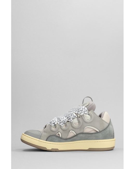 Lanvin Multicolor Curb Sneakers In Grey Leather for men