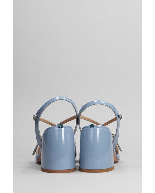A.Bocca Blue Sandals In Cyan Patent Leather