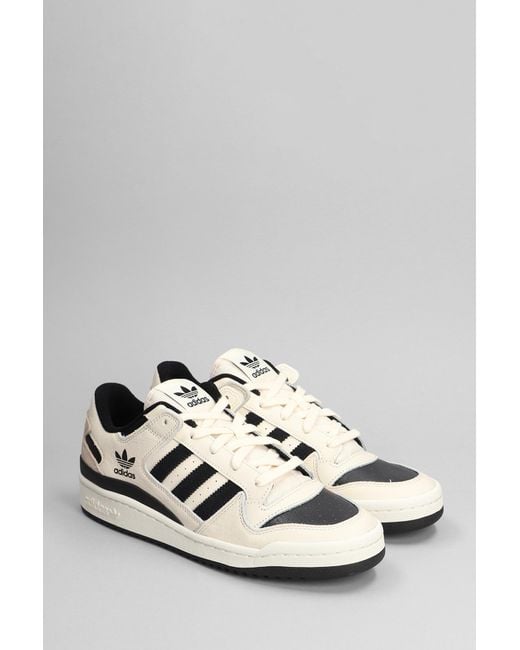 Adidas White Forum Low Cl Sneakers In Beige Leather for men