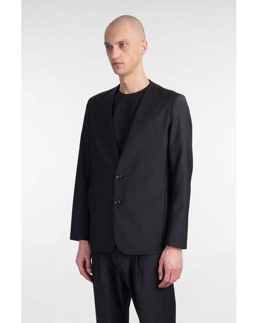 Attachment Blue Blazer In Black Polyester for men