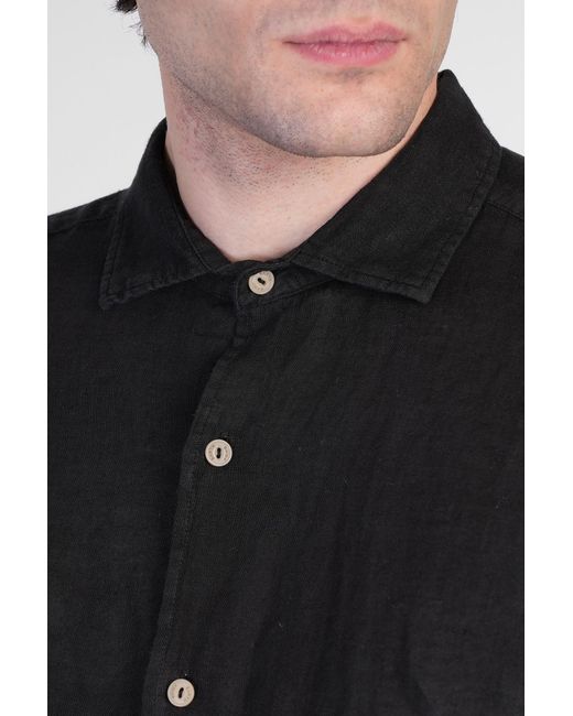 Camicia Pamplona in lino Nero di Mc2 Saint Barth in Black da Uomo