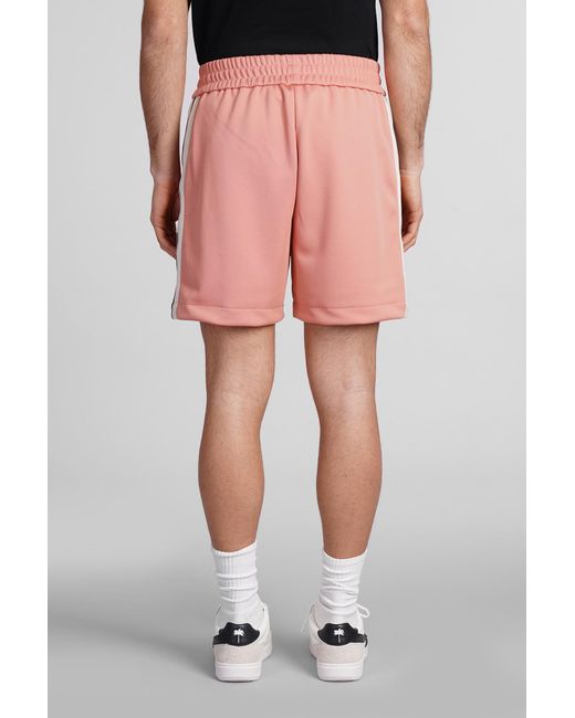 Palm Angels Red Shorts In Rose-pink Polyester for men