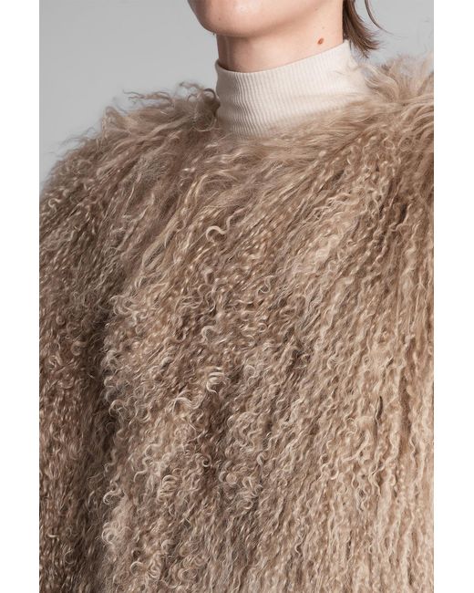 Halfboy Natural Fur & Shearling In Beige Polyester