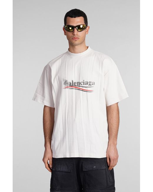 T-Shirt in Cotone Grigio di Balenciaga in White da Uomo