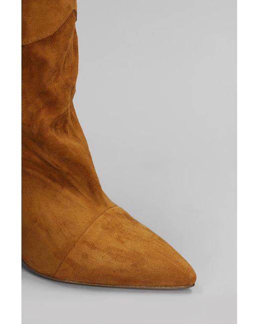 GISÉL MOIRÉ Brown Ariana Low Heels Ankle Boots In Leather Color Suede