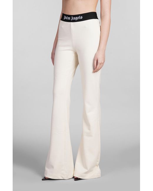 Palm Angels White Pants In Beige Cotton