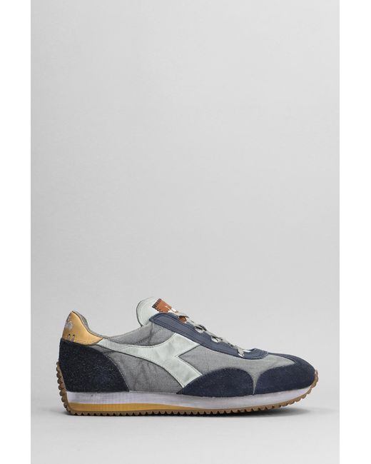 Diadora Gray Equipe H Sneakers In Blue Suede And Fabric for men
