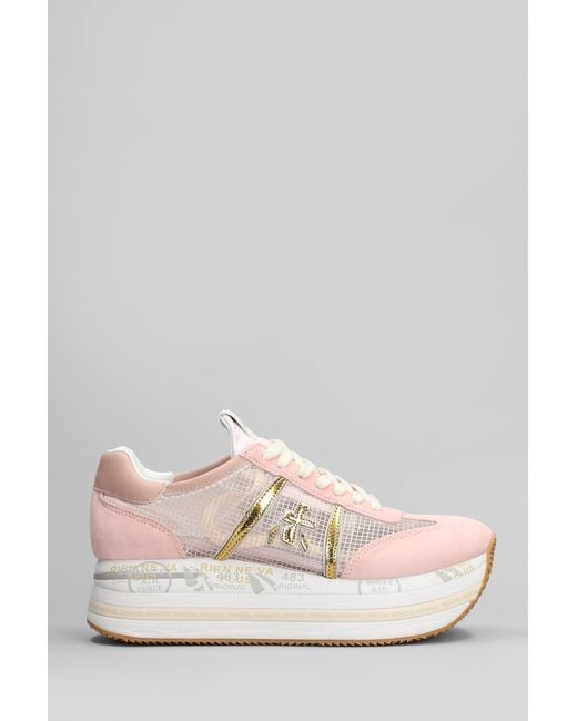 Sneakers Beth in Camoscio e Tessuto Rosa di Premiata in Pink