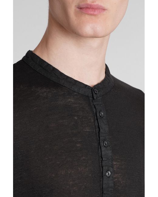 T-Shirt in lino Nero di 120 in Black da Uomo