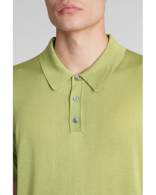 Roberto Collina Polo In Green Silk for men
